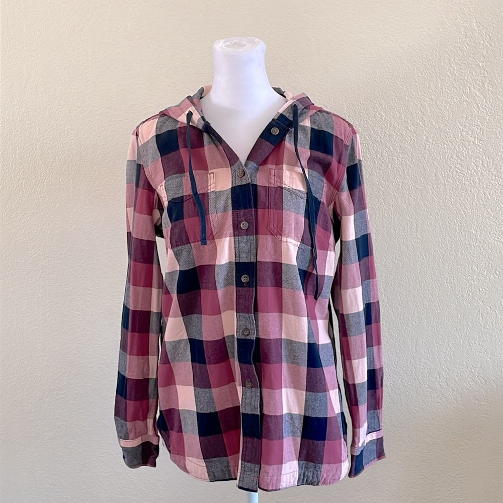 Hooded Button-Down Flannel Shirt
